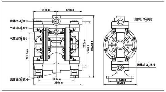 MK15不锈钢泵安装尺寸图
